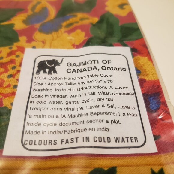 Floral Burgundy Red Glazed 100% Cotton Handloom Tablecloth 52”x70 - Picture 4 of 5